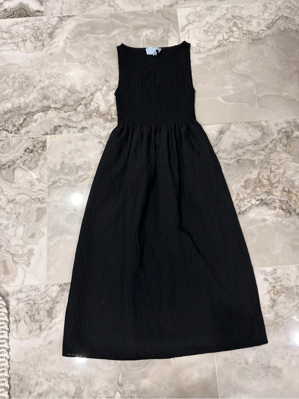 Hill House The Cosima Nap Dress - Black Tonal Seersucker - Picture 3 of 6
